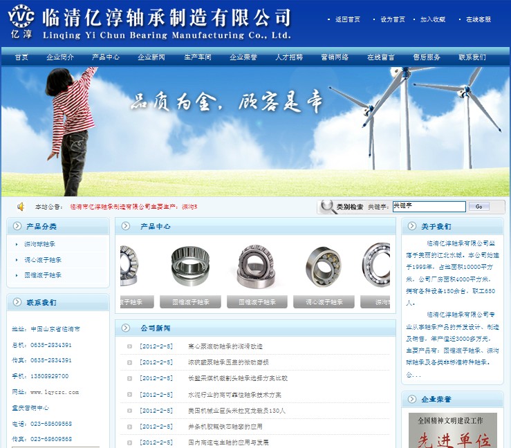 聊城网站案例—临清亿淳轴承